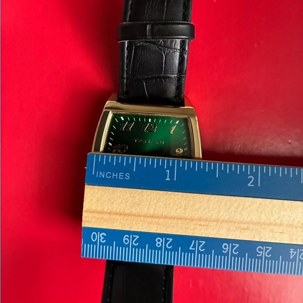 Tahari Gold and Black Men's Watch with Green Dial